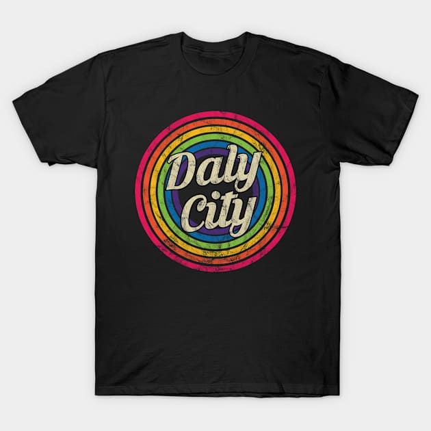 Daly City - Retro Rainbow Faded-Style T-Shirt by MaydenArt